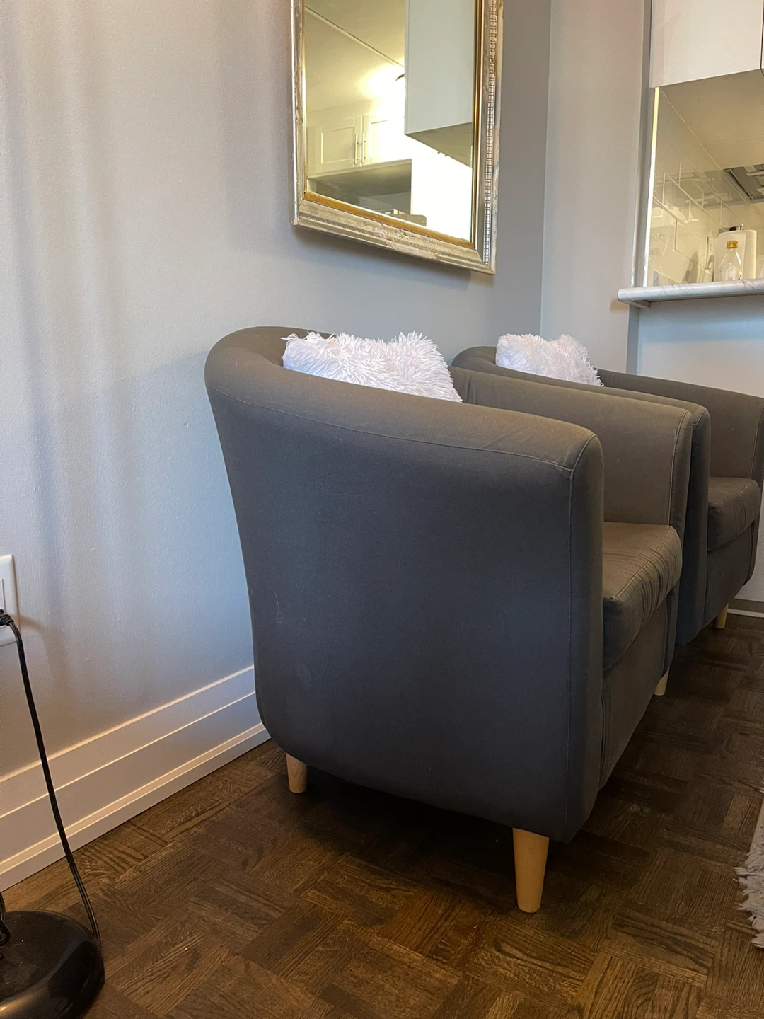 Pair of Modern Grey Barrel Chairs - photo 2