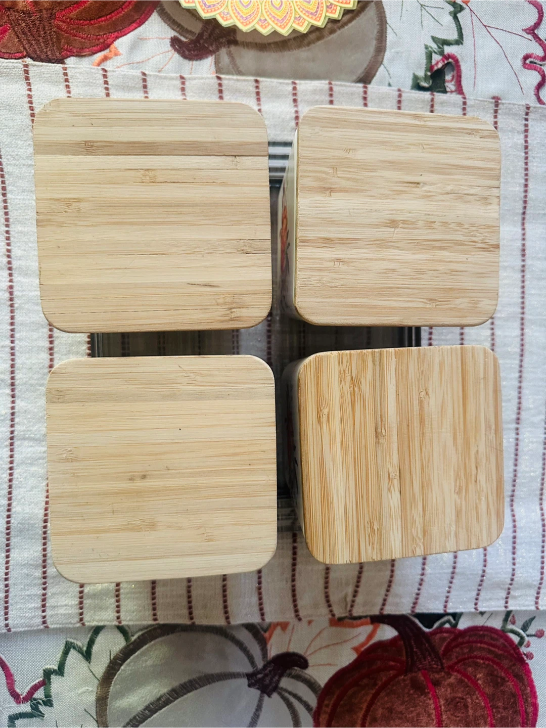 4 Pumpkin Canisters with Bamboo Lids with tray - photo 3