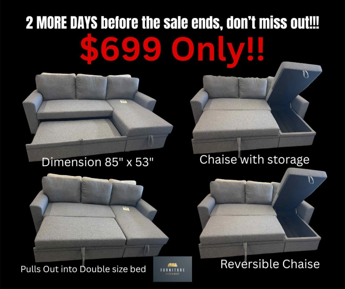 SLEEPER SOFA FOR $699 with WARRANTY‼️ Until October 1st Only!🛋️