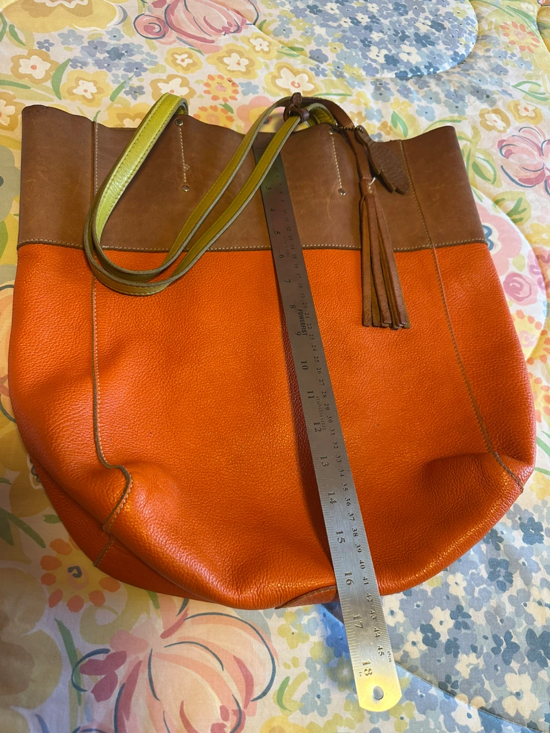Roots Orange & Brown Leather Tote Bag - photo 5