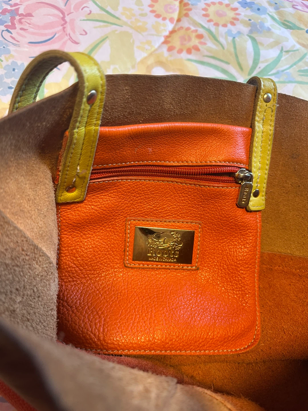 Roots Orange & Brown Leather Tote Bag - photo 3