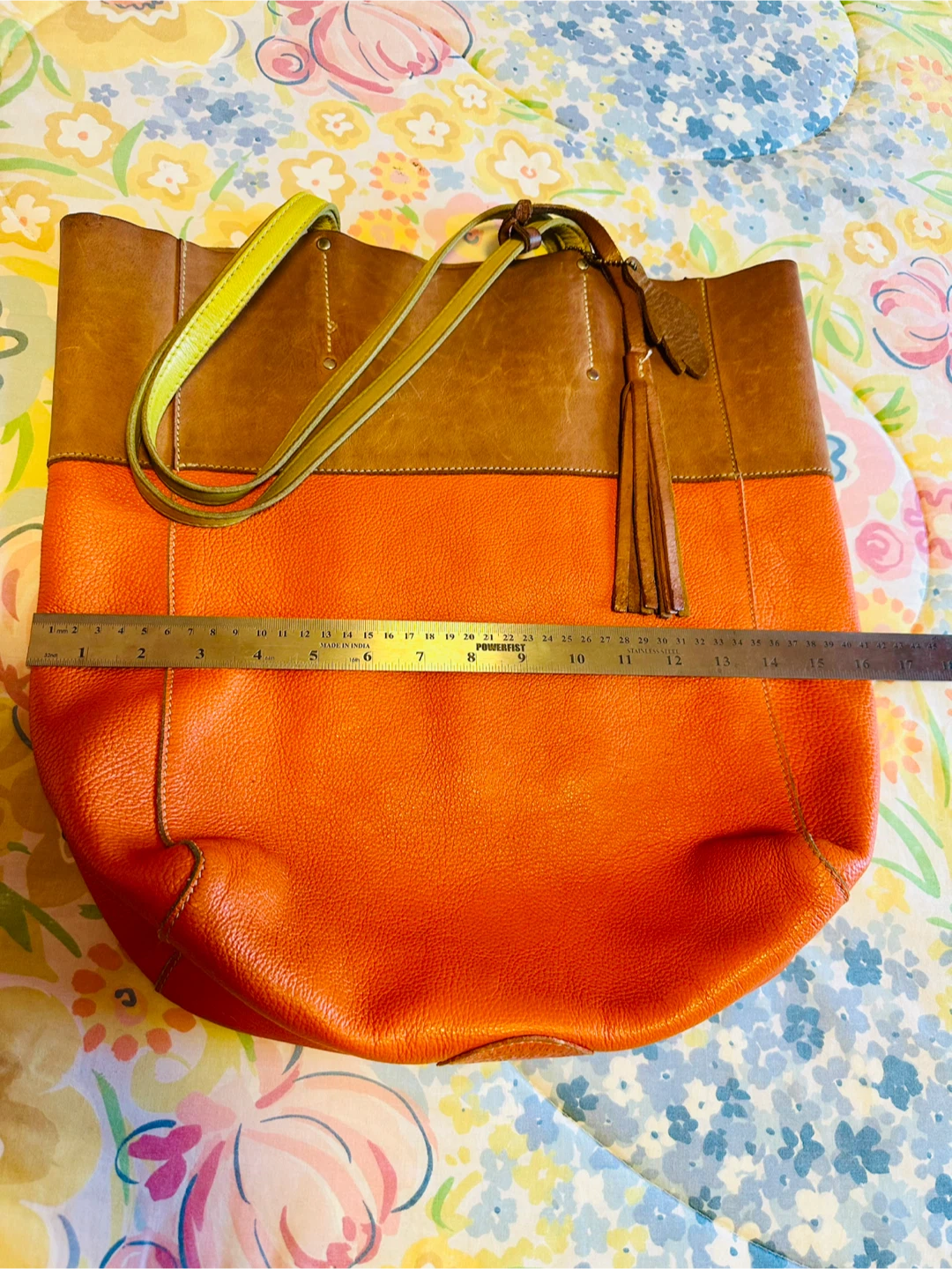Roots Orange & Brown Leather Tote Bag - photo 4