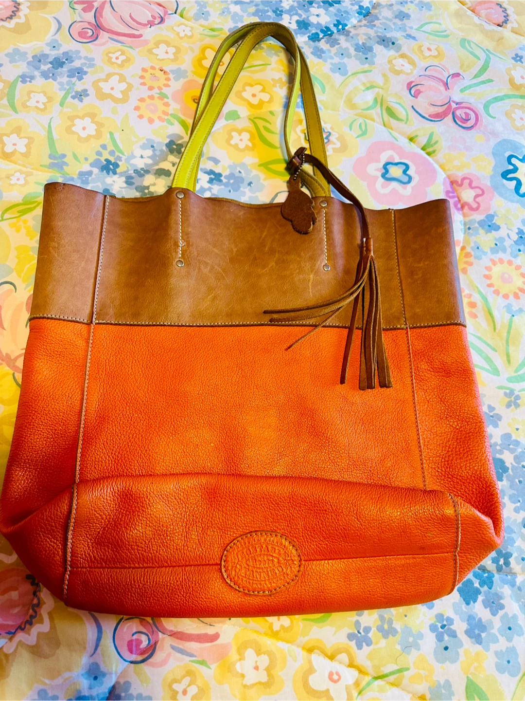 Roots Orange & Brown Leather Tote Bag - photo 2