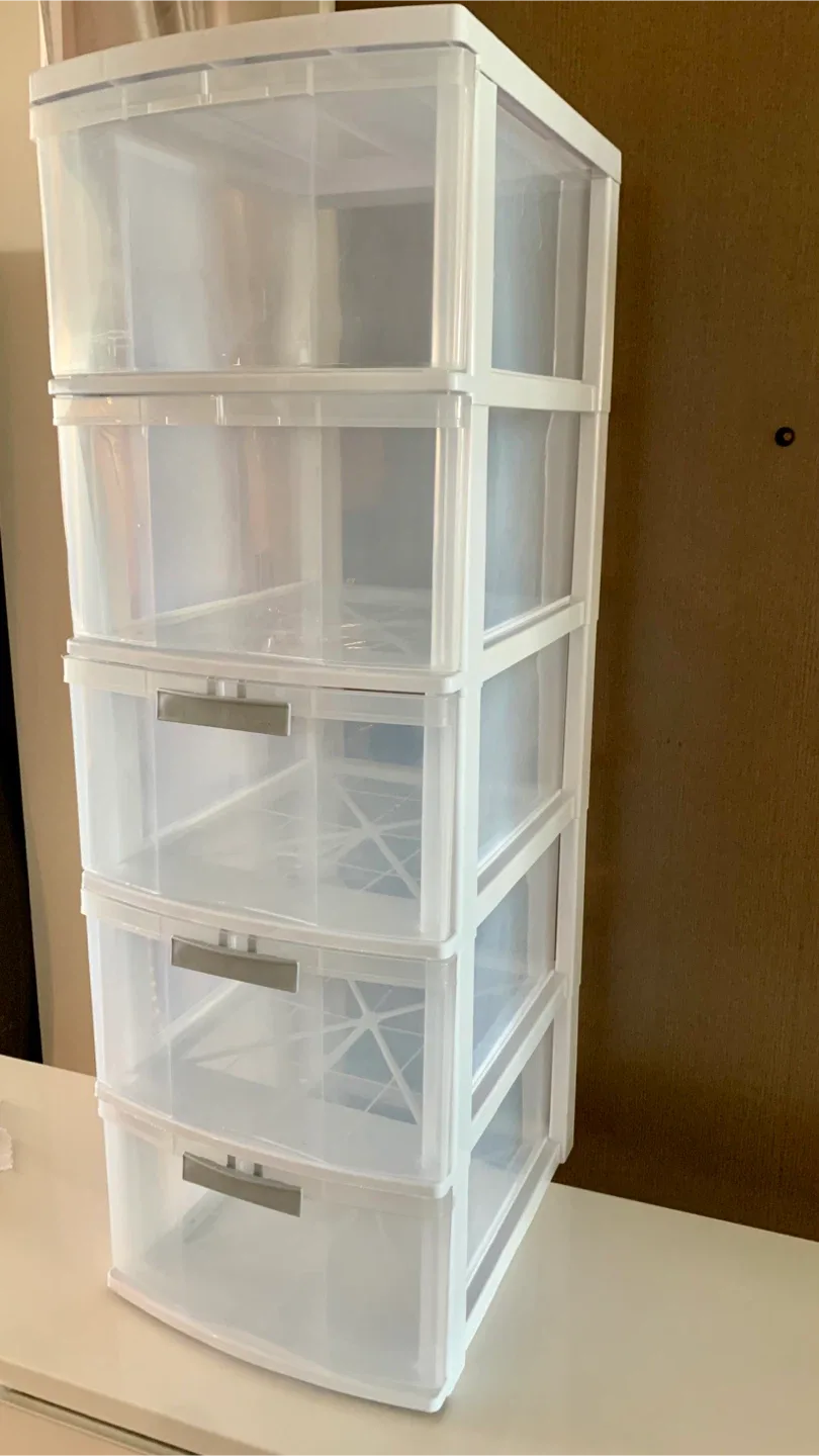 40.5 inch tall 5-Drawer Storage Tower - Clear thumbnail