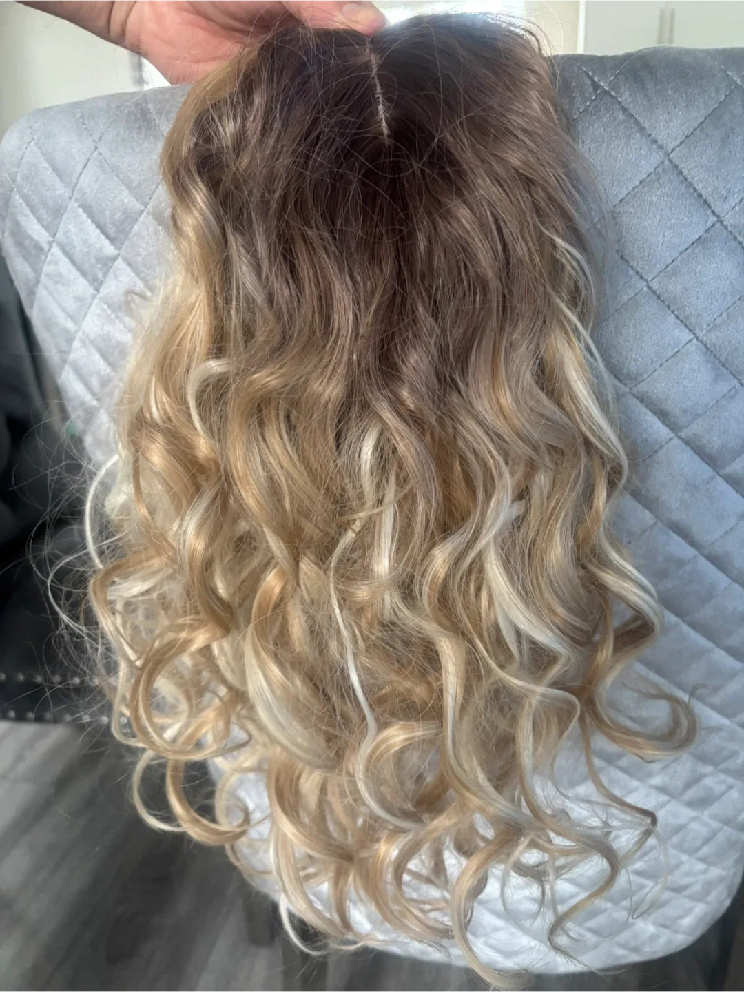 Brand new Blonde Highlighted Curly Hair Topper image indicator(2)