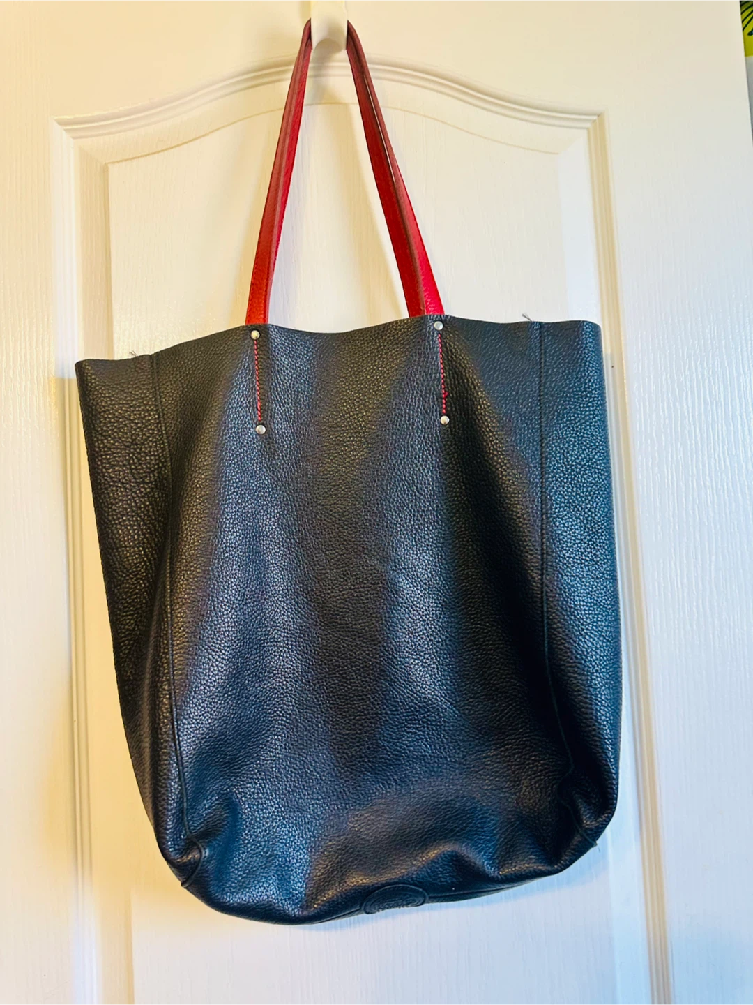 Roots Black Leather Tote Bag