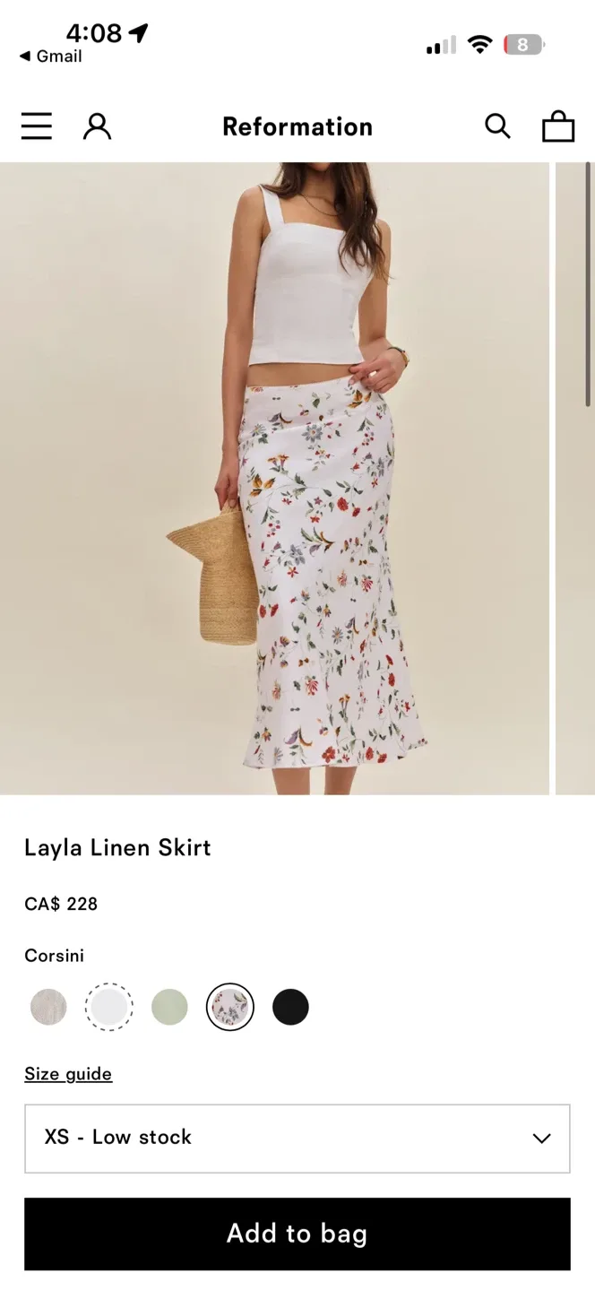 Reformation Layla Linen Skirt - Size XS thumbnail