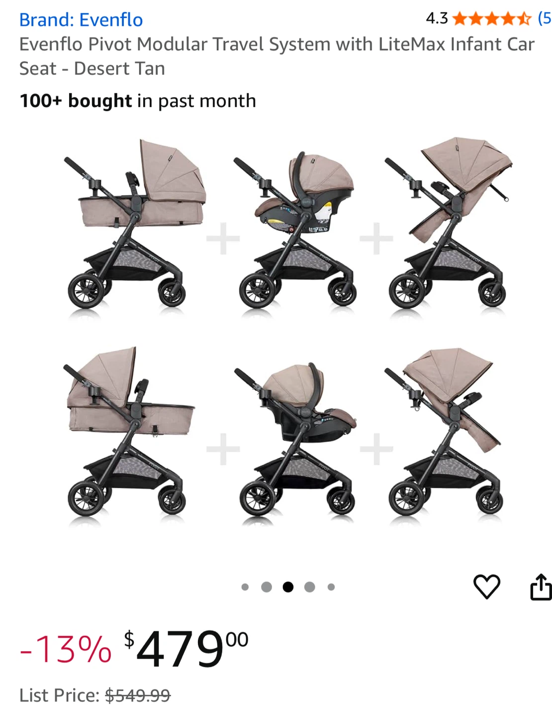 Evenflo Pivot Modular Travel System - Desert Tan - photo 4