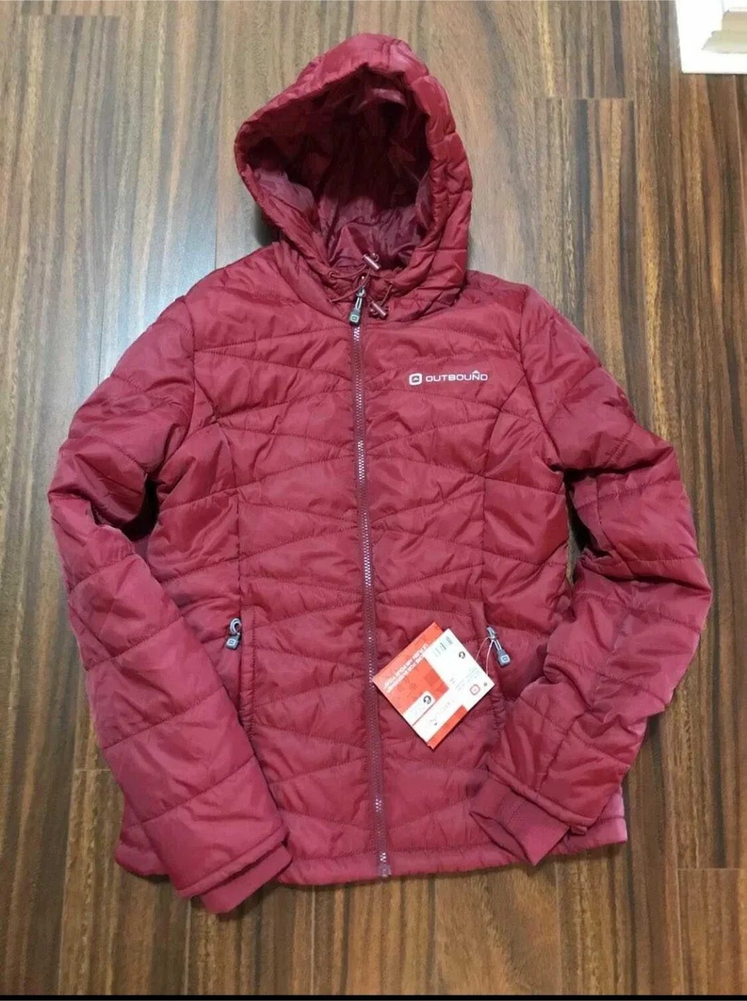 Outbound women’s medium Lola puffer jacket, insulated, cranberry thumbnail