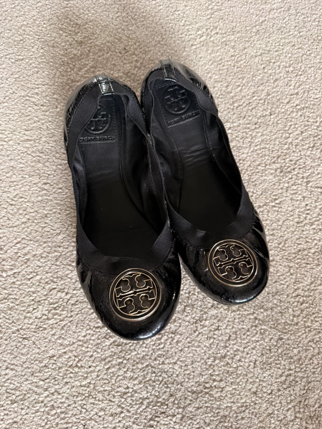 Tory Burch Black Patent Leather Ballet Flats - Size 7.5