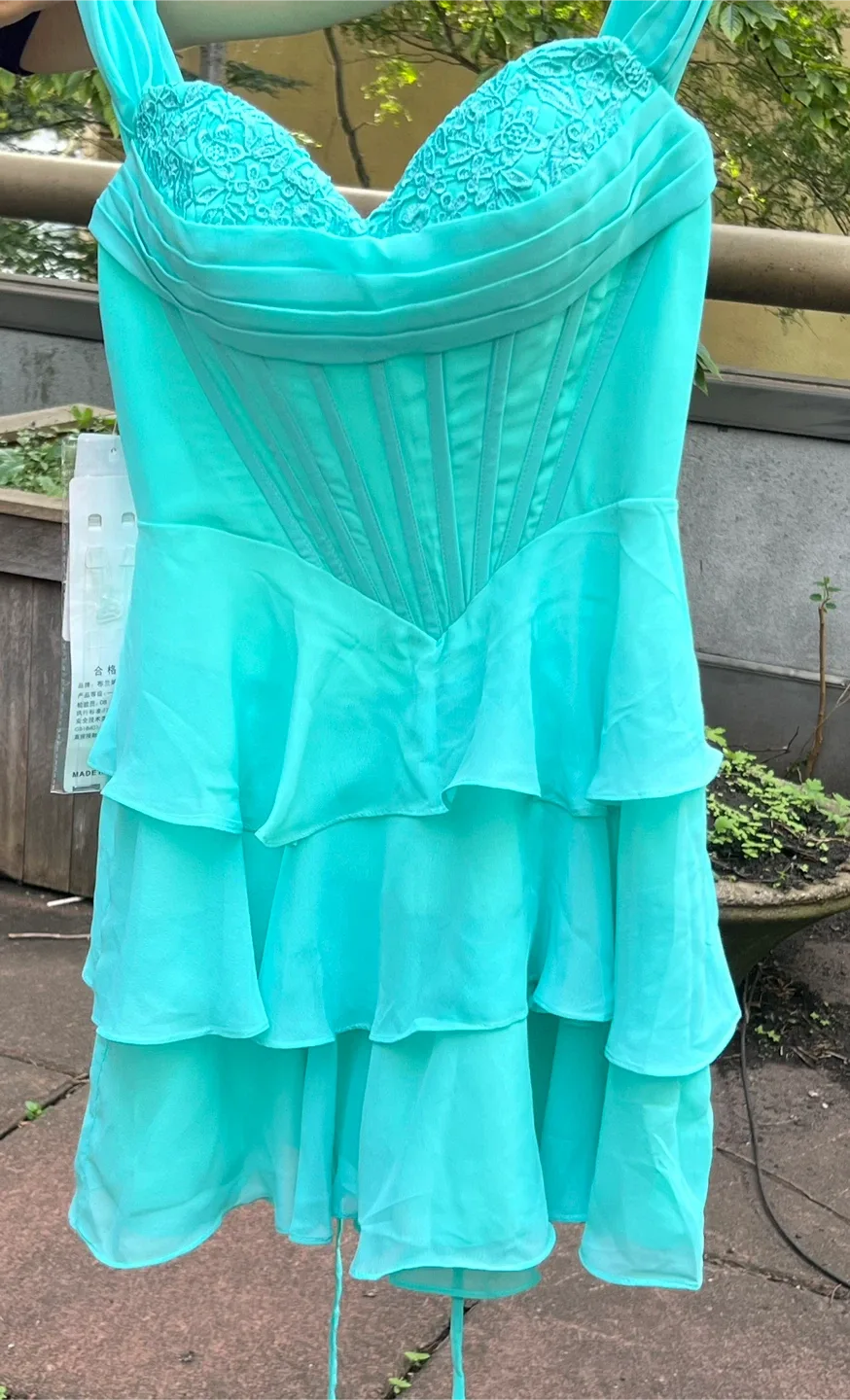 Aqua Blue Ruffled Corset Dress thumbnail