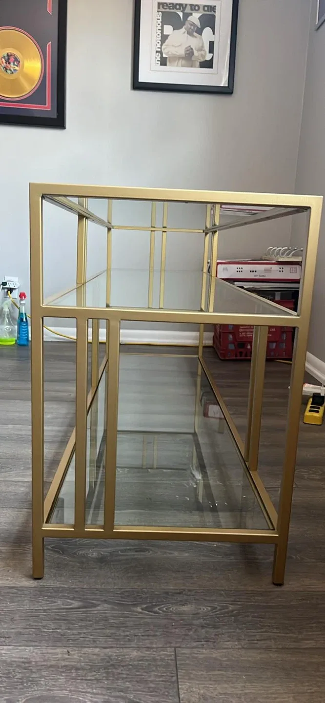 Gold Metal & Glass Console Table image indicator(2)