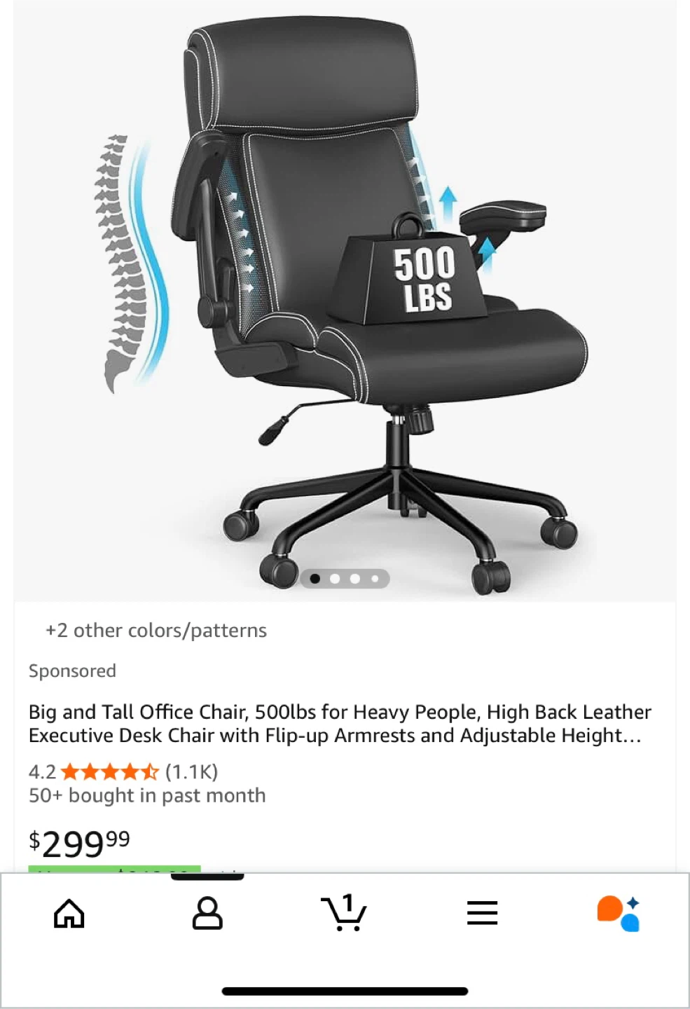 500lb capacity Big & Tall Executive Desk Chair