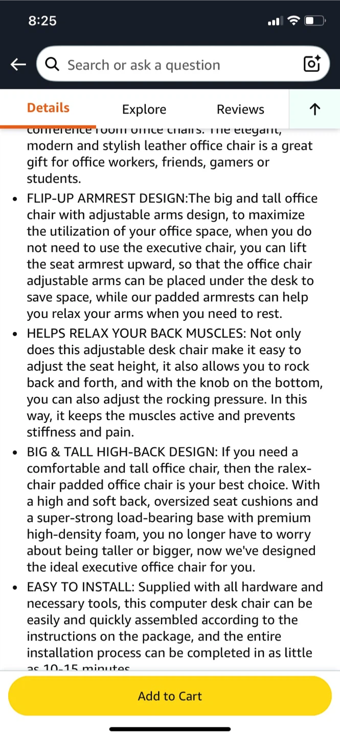 500lb capacity Big & Tall Executive Desk Chair - photo 4
