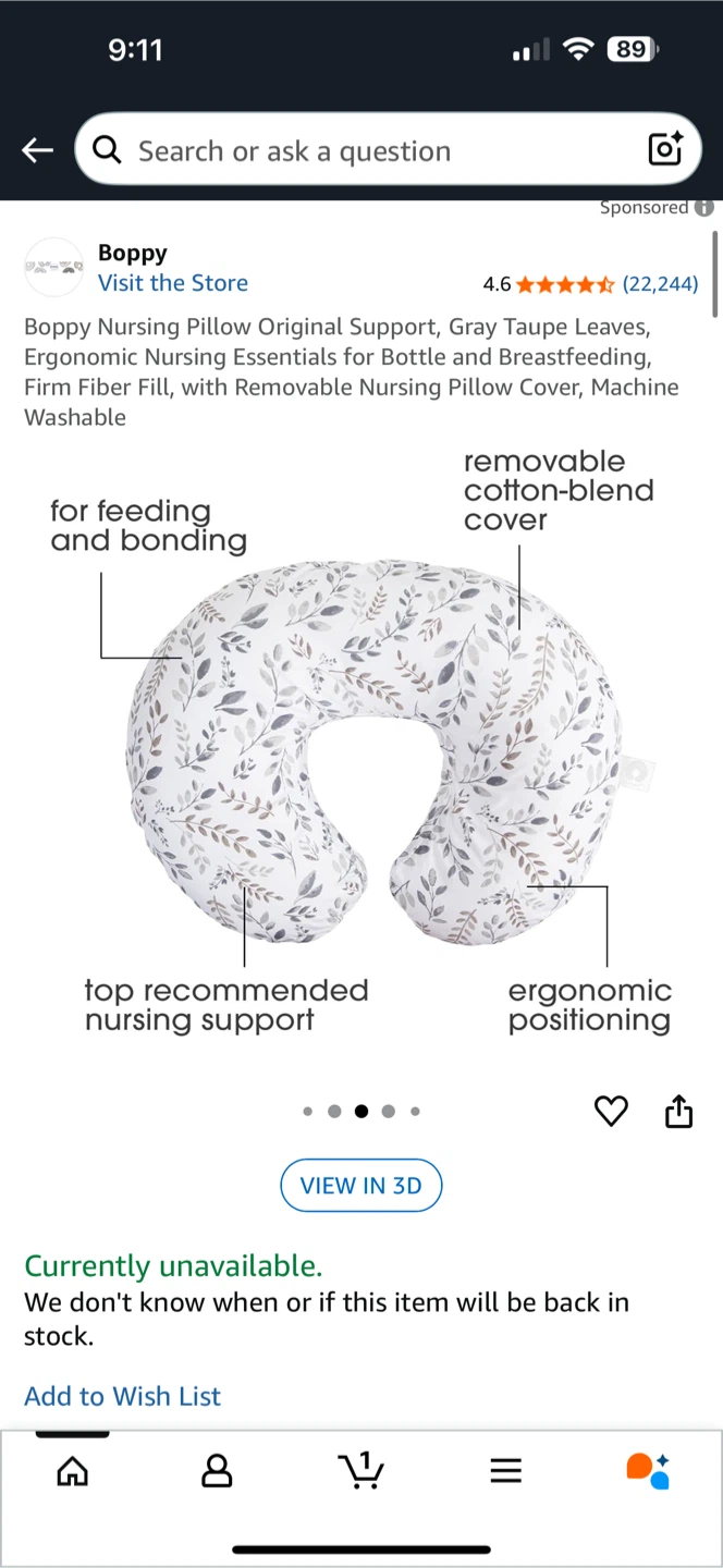 Boppy Nursing Pillow - Gray Taupe Leaves - photo 2