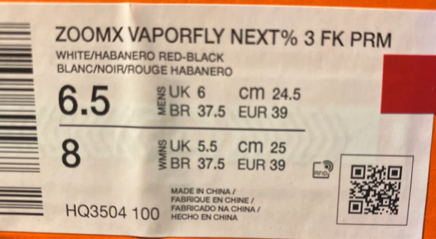 *Like NEW* Nike Vaporfly 3 White/Red Flames image indicator(4)