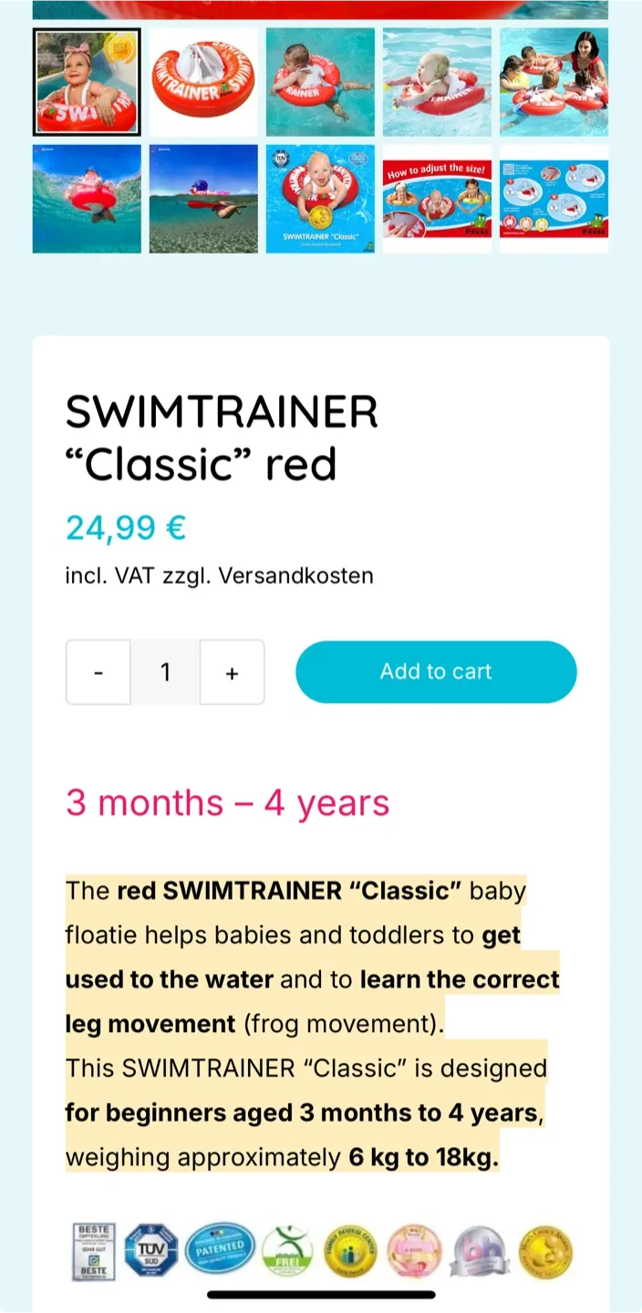 Swimtrainer Classic Red Baby Float 3m-4y image indicator(2)