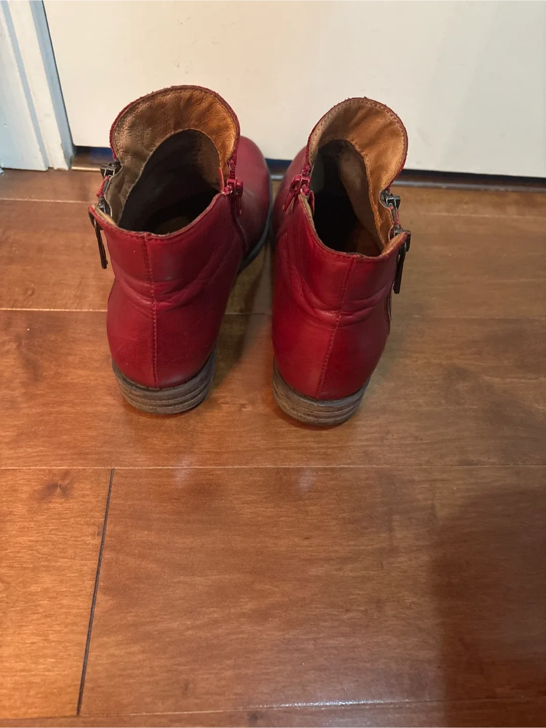 Red Leather Ankle Boots - Size 39 image indicator(3)