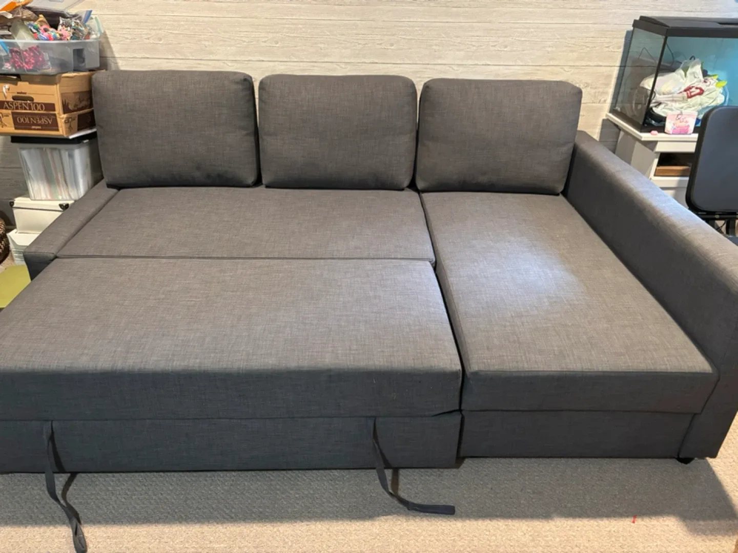 IKEA Friheten Grey Sectional Sofa with Pull-Out Bed
