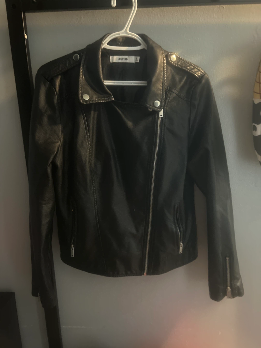 JustFab Black Leather Jacket - Size M - photo 3