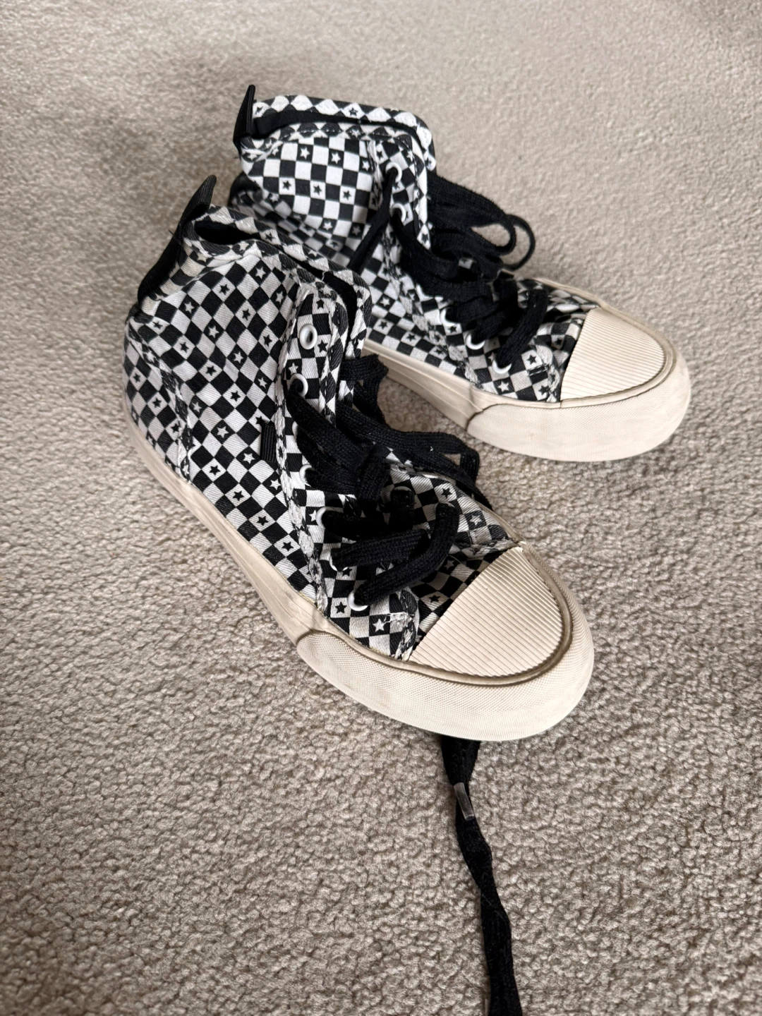 Zara Checkerboard High Top Sneakers - Size 6