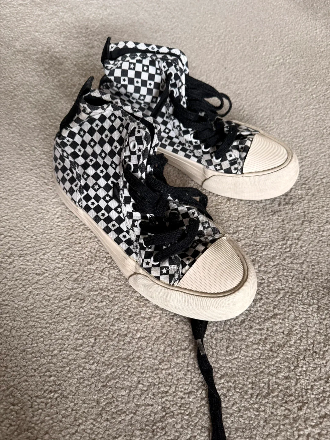 Zara Checkerboard High Top Sneakers - Size 6 thumbnail