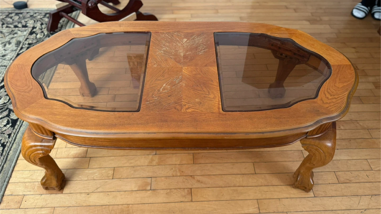 Oval Wood & Glass Coffee Table - photo 5