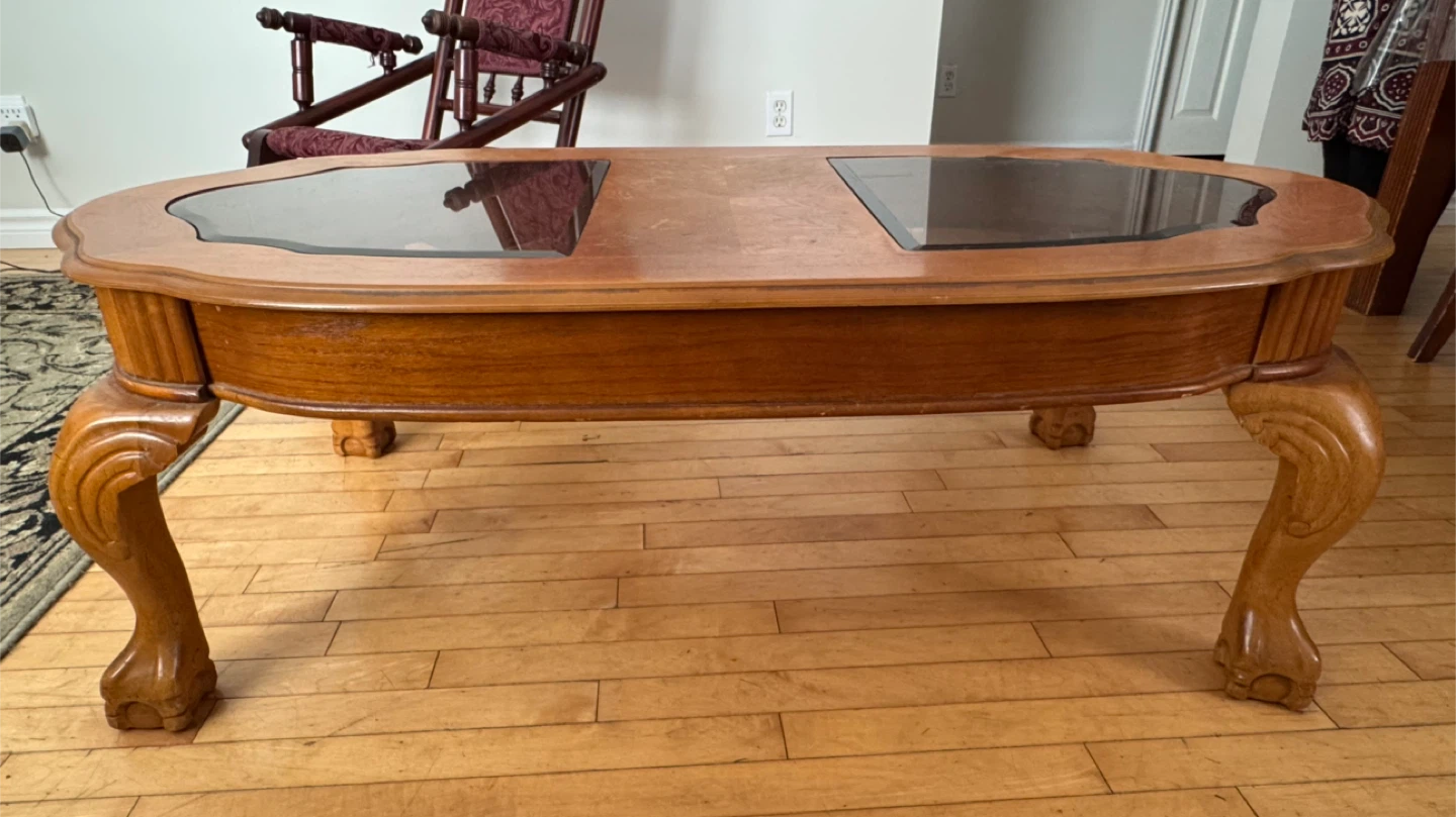 Oval Wood & Glass Coffee Table - photo 3