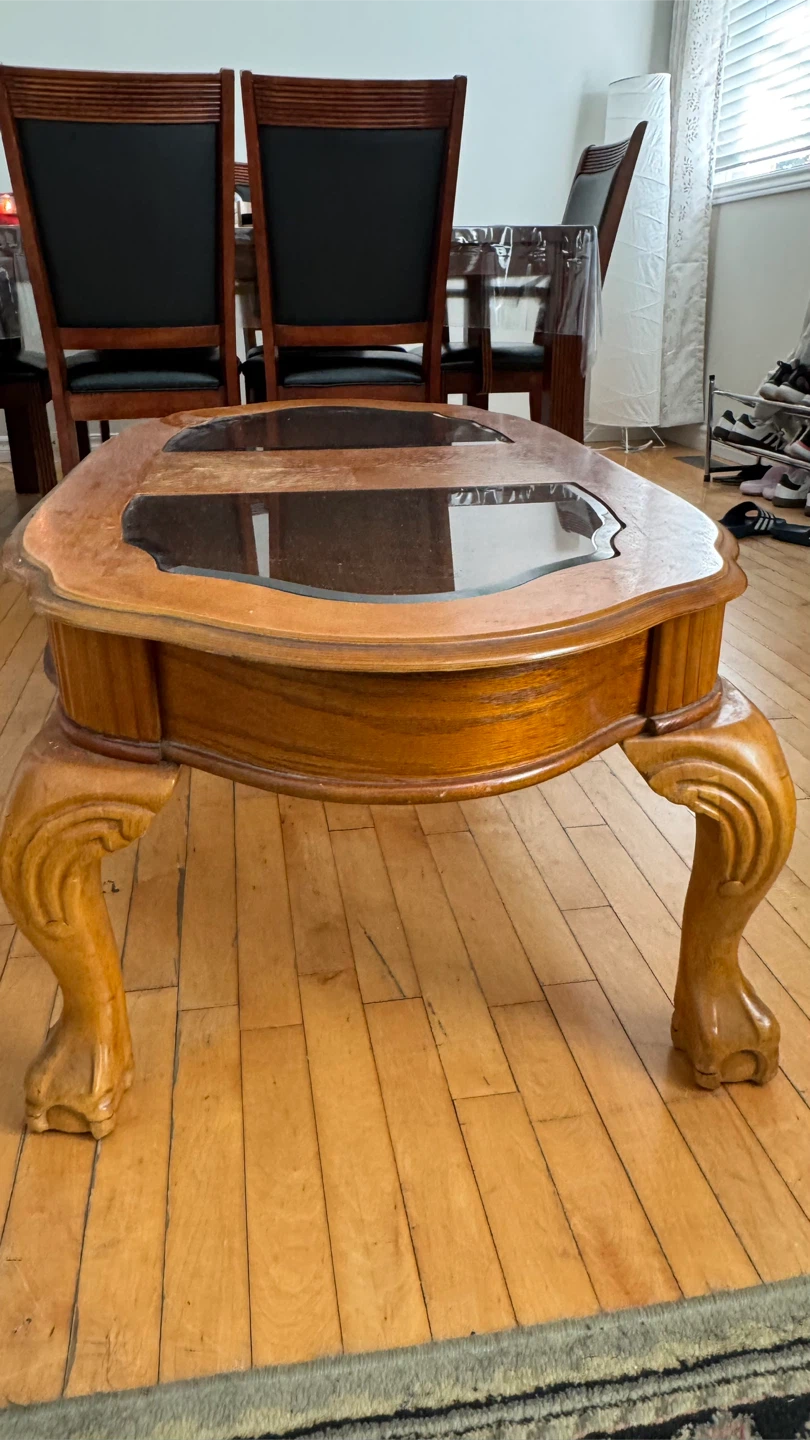 Oval Wood & Glass Coffee Table - photo 4
