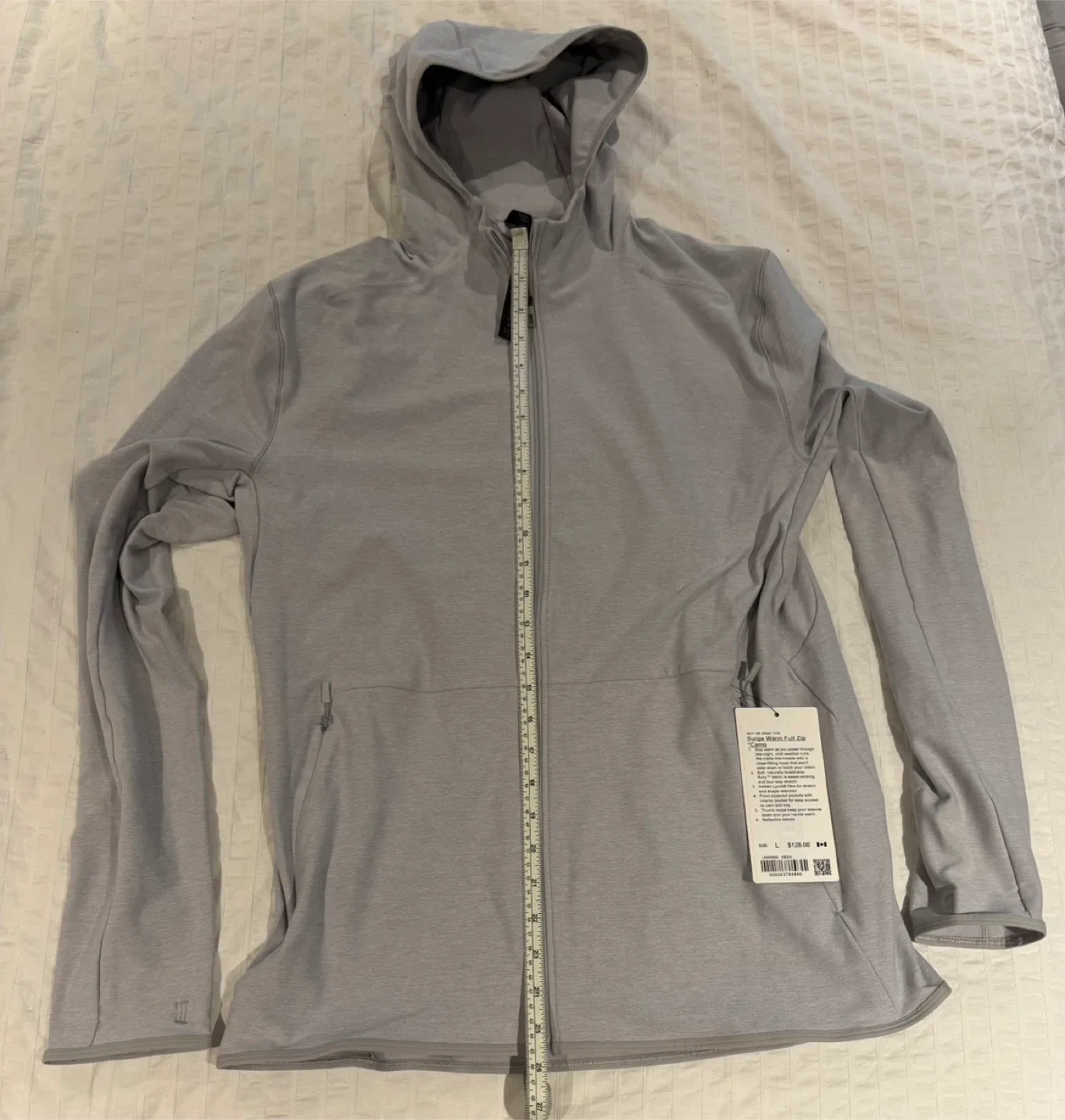 Lululemon Surge Warm Full Zip Light Grey - Size L image indicator(6)