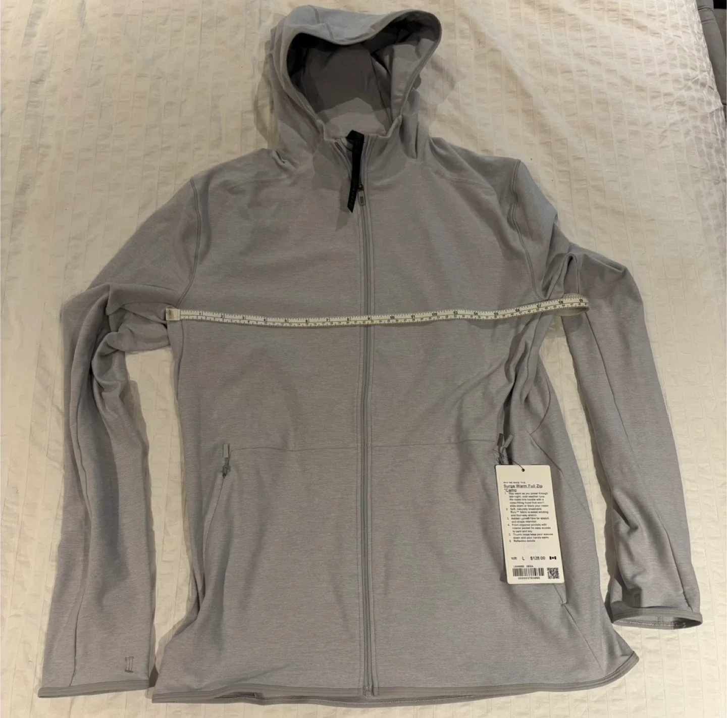 Lululemon Surge Warm Full Zip Light Grey - Size L image indicator(7)