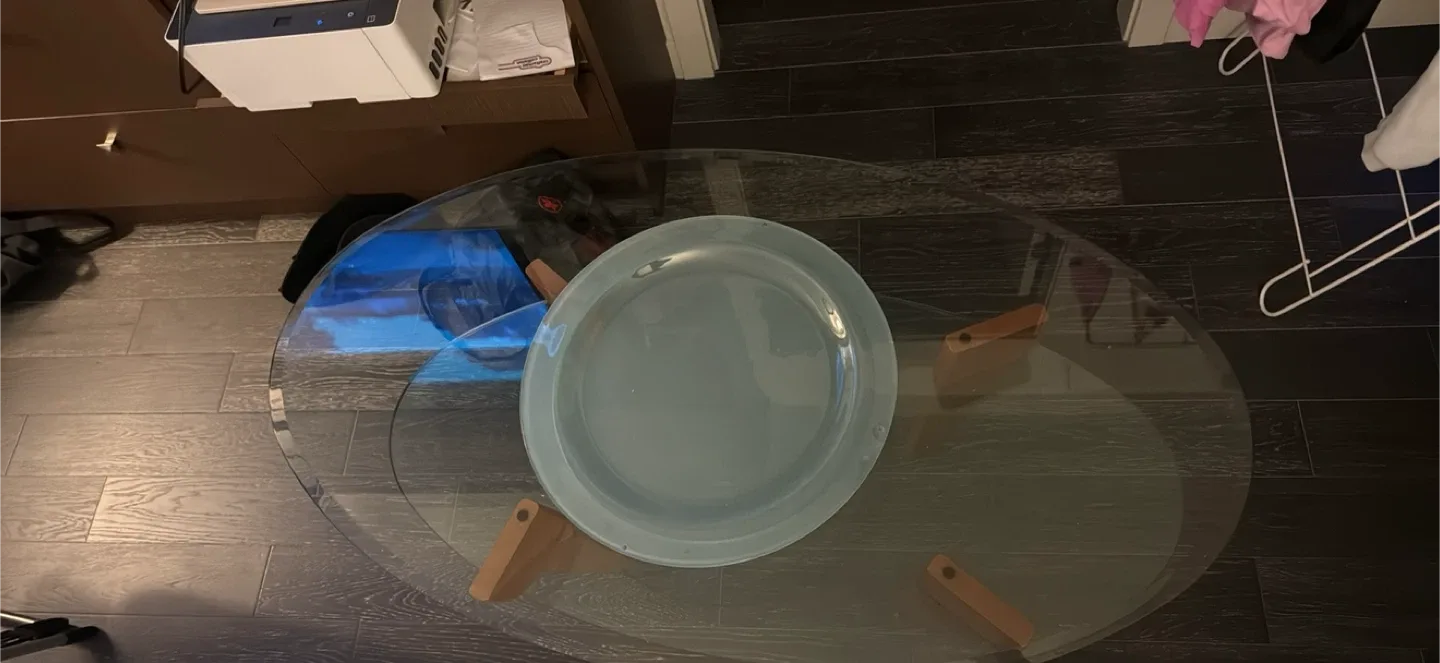 Glass Coffee Table with Wooden Legs image indicator(2)