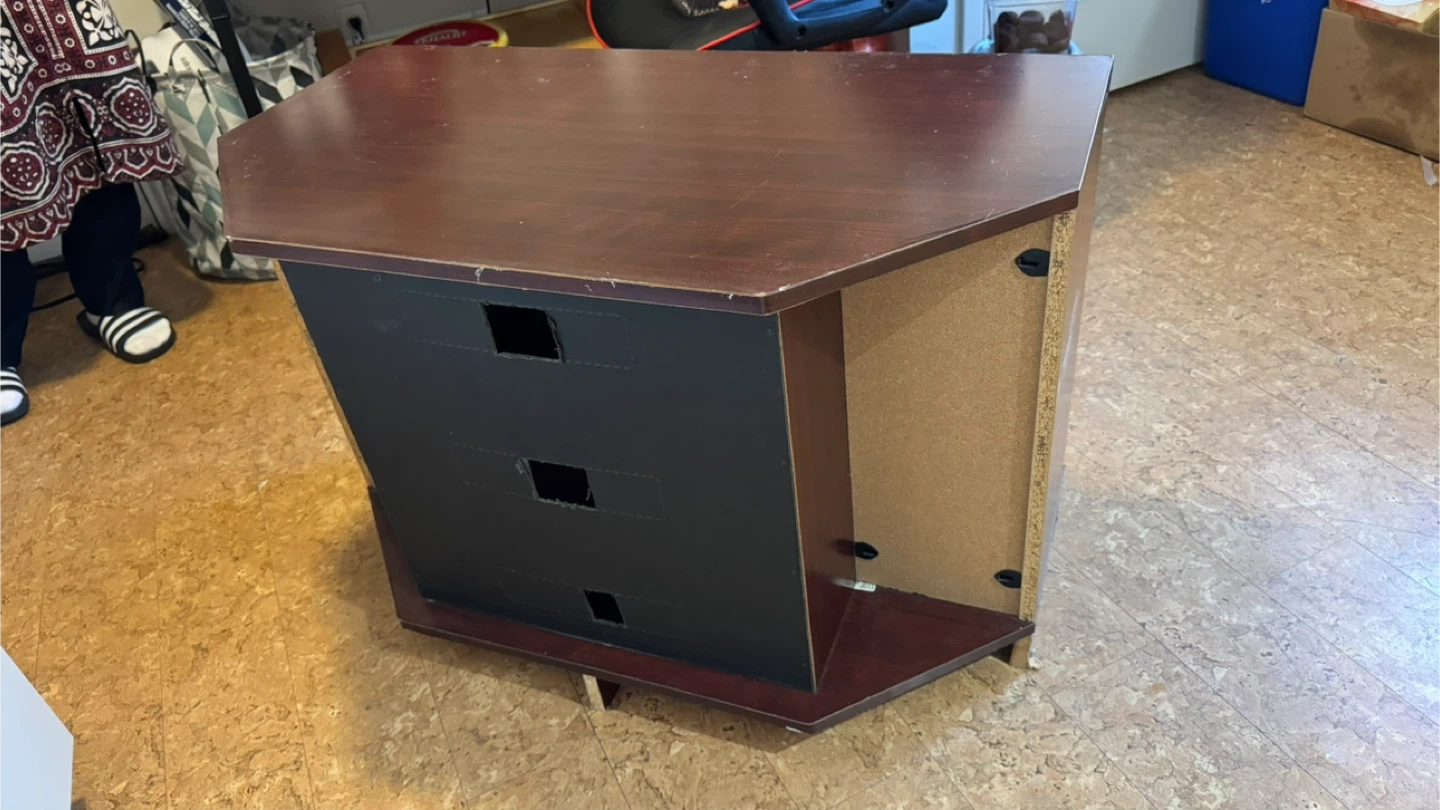 Dark Wood Corner TV Stand - photo 3