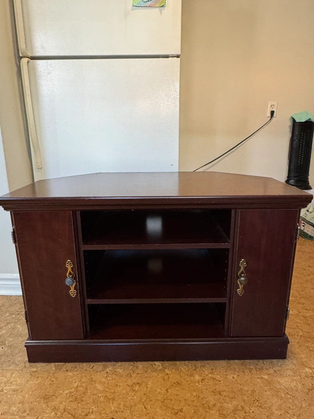 Dark Wood Corner TV Stand