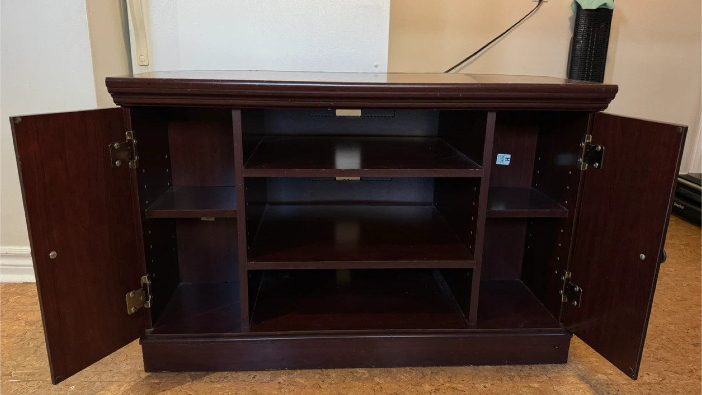 Dark Wood Corner TV Stand - photo 4