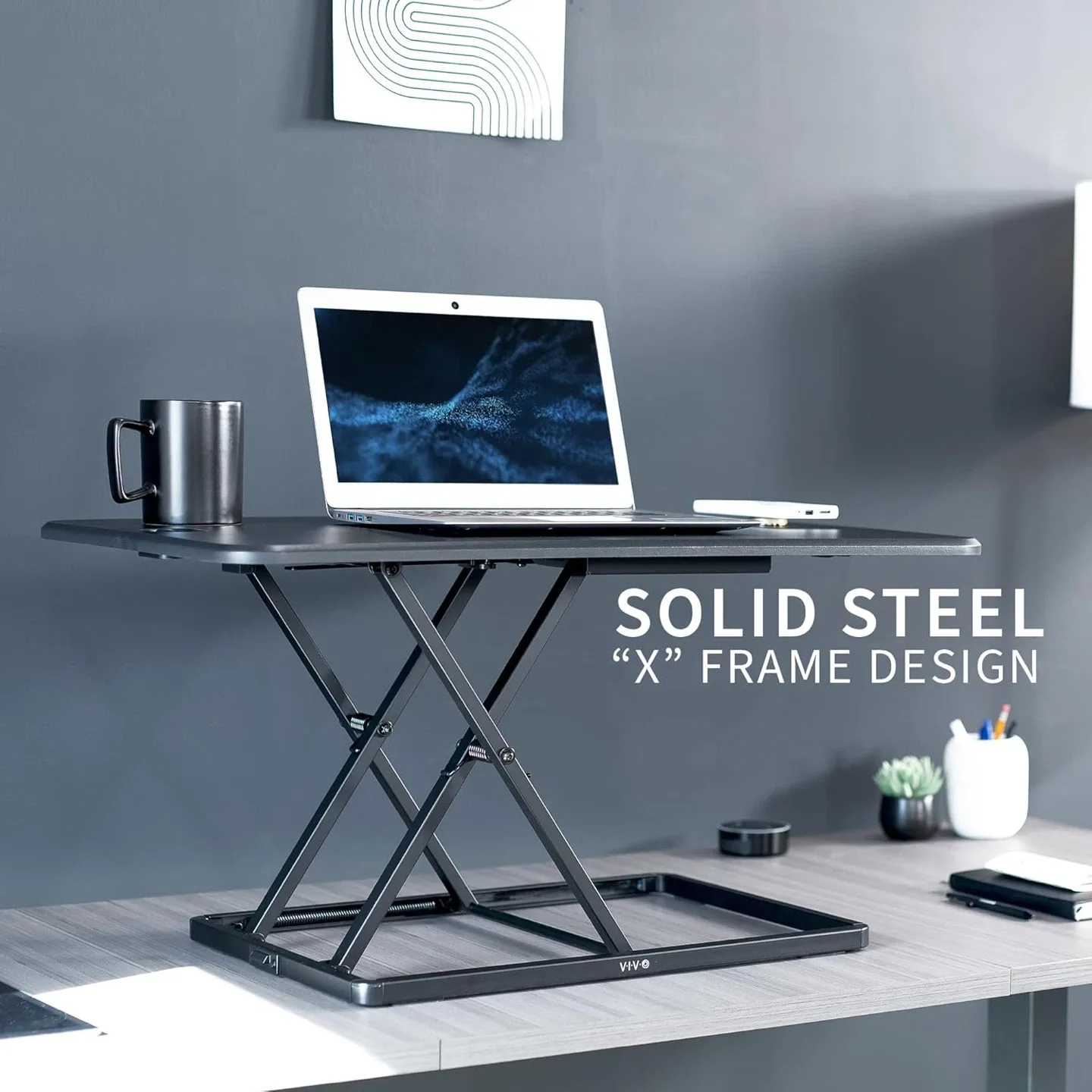 VIVO Black Standing Desk Converter 31.5" image indicator(3)