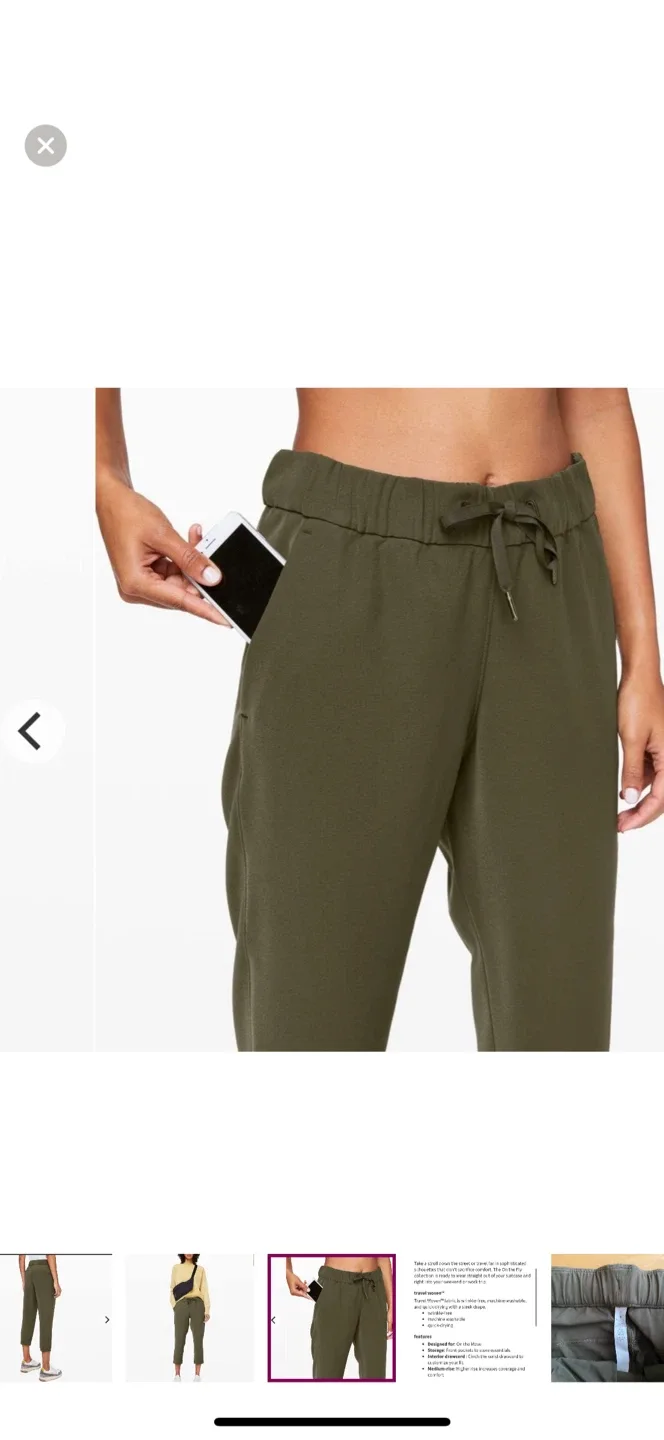 Lululemon Olive Green Softstreme High-Rise Crop Pants image indicator(4)