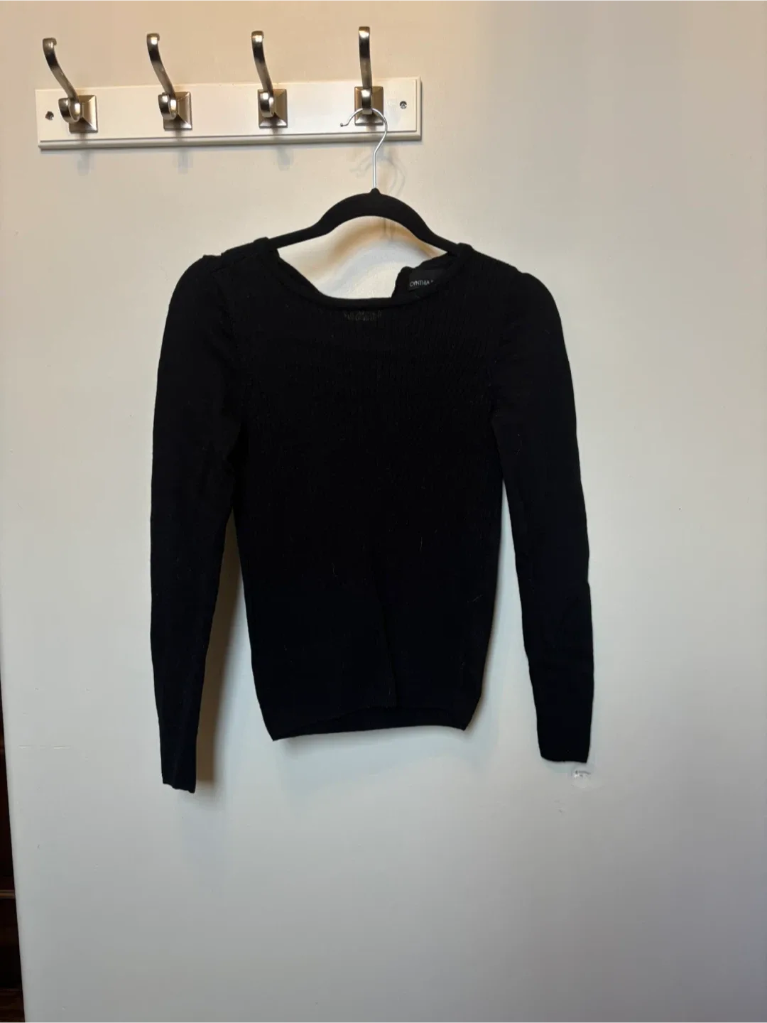 Cynthia Rowley Black Merino Wool Sweater - Size S thumbnail