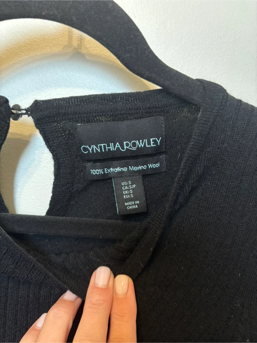Cynthia Rowley Black Merino Wool Sweater - Size S image indicator(3)