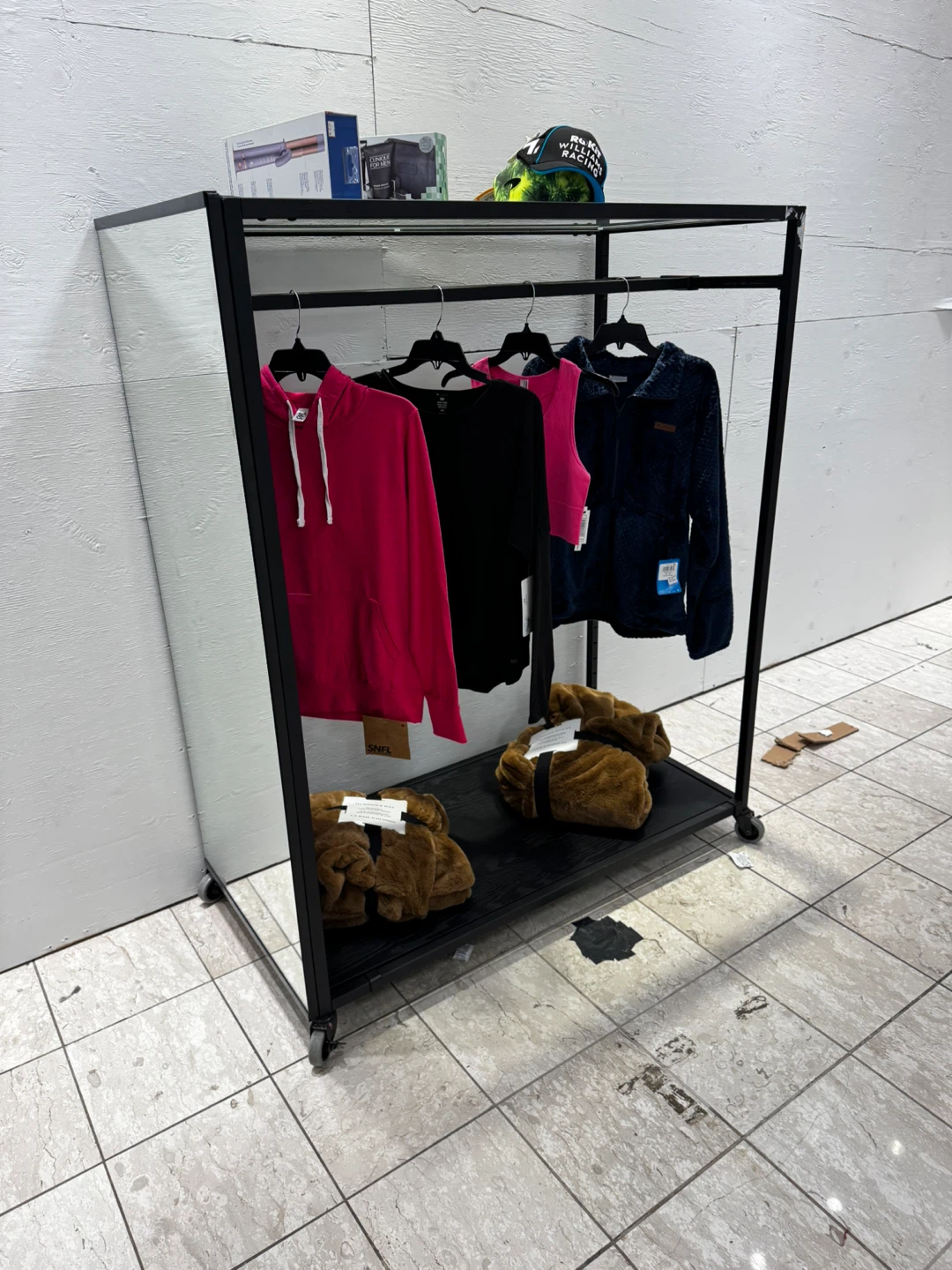 Rolling Clothing Rack with Mirror