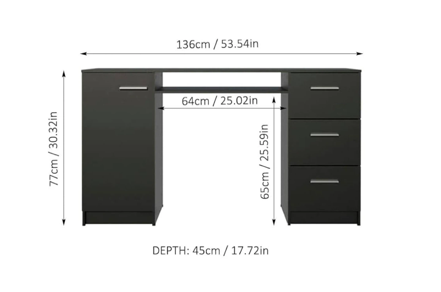 MADESA Black Computer Desk with Storage - photo 5