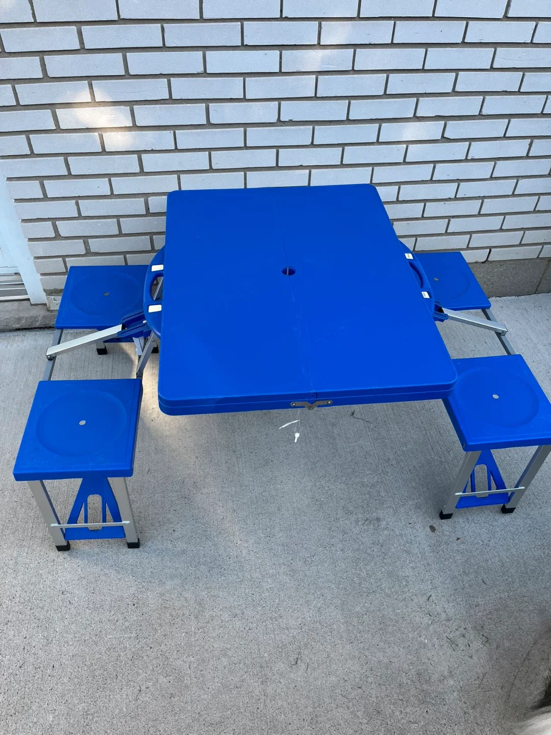 Blue Portable Folding Picnic Table with 4 Seats thumbnail
