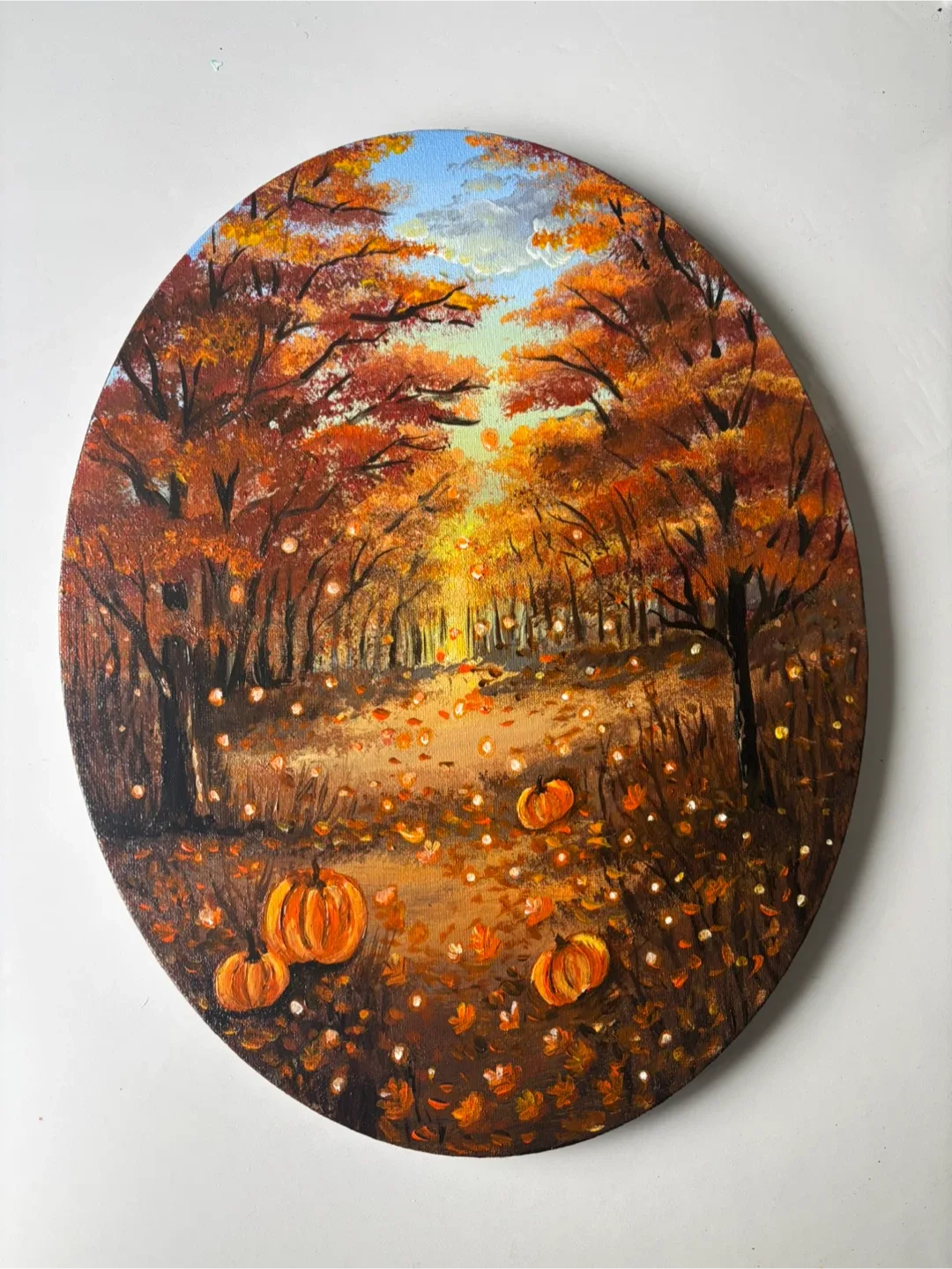 Original autumn acrylic painting thumbnail