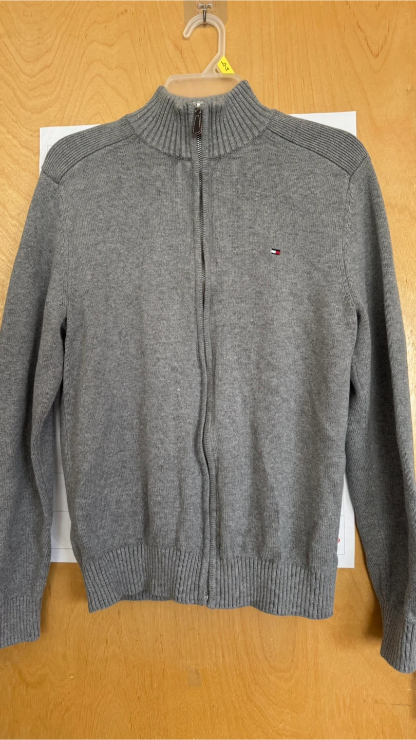 Tommy Hilfiger Grey Zip-Up Sweater - Size M