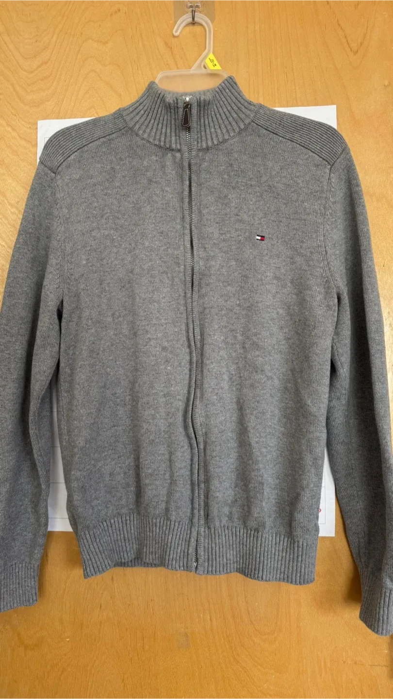Tommy Hilfiger Grey Zip-Up Sweater - Size M thumbnail