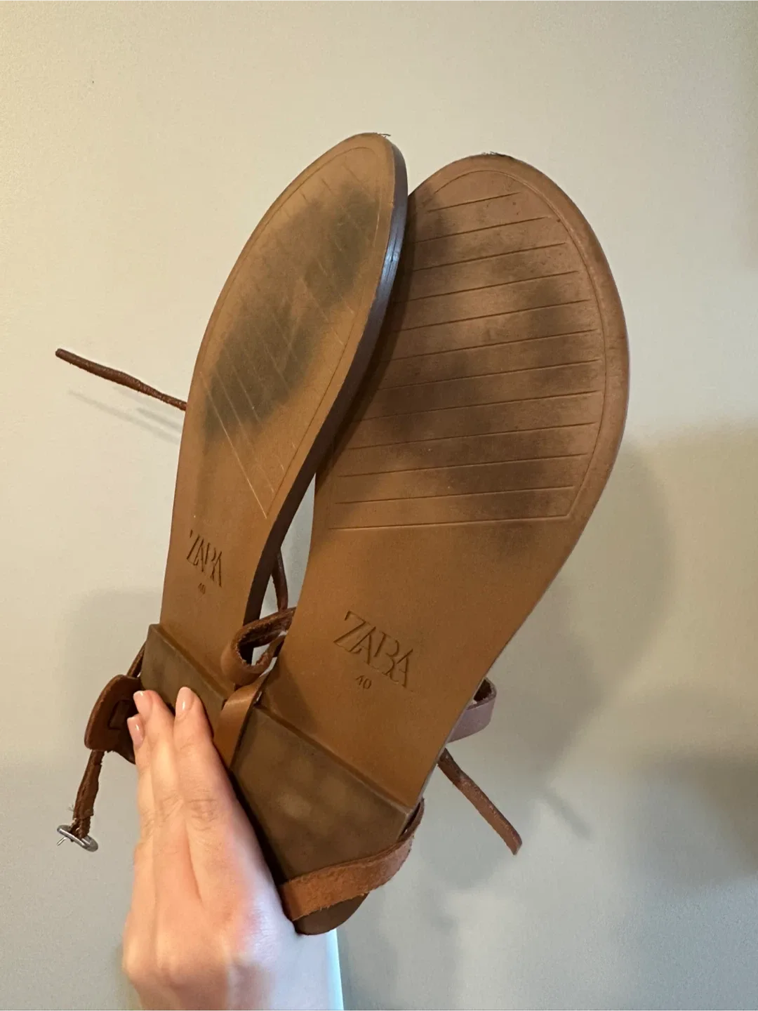 Zara Brown Leather Sandals - Size 40 image indicator(3)