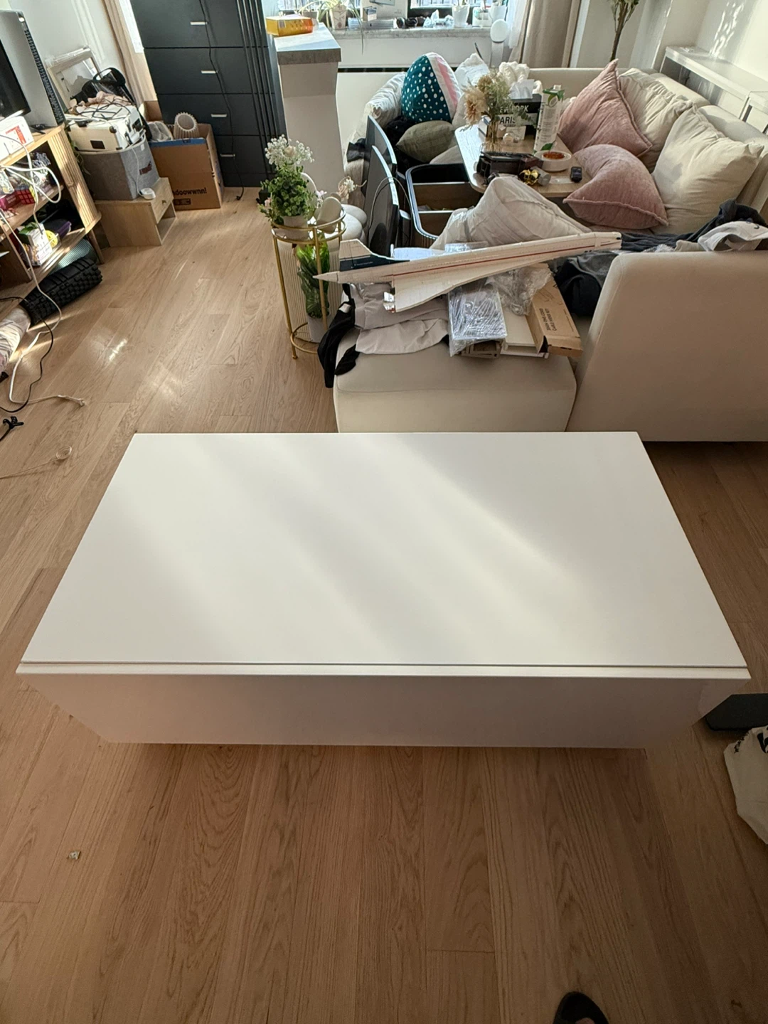 Allmodern 48" White High Gloss Coffee Table with storage