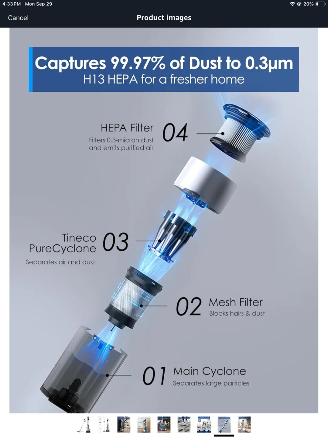 BRAND NEW SELF CLEANING CORDLESS VACCUUM image indicator(5)