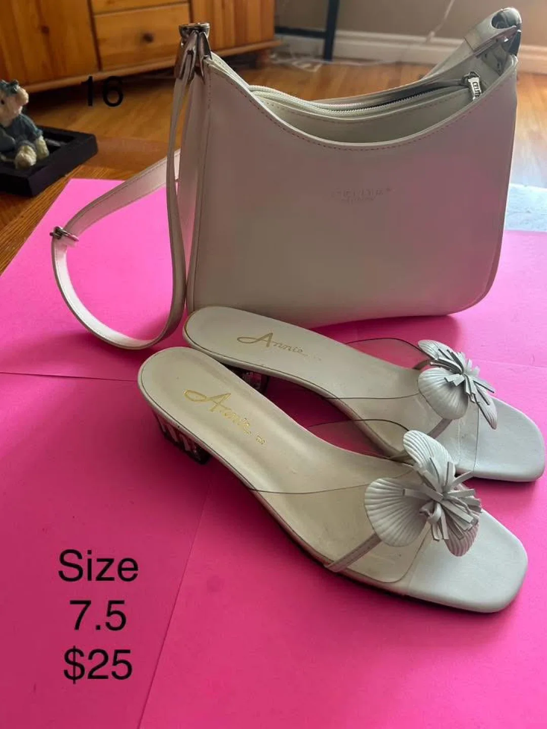 White Purse & Size 7.5 Sandals thumbnail