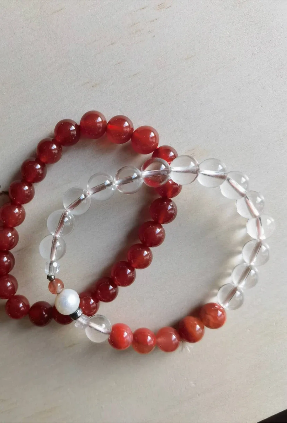 Beaded Bracelets - Red & Clear image indicator(2)